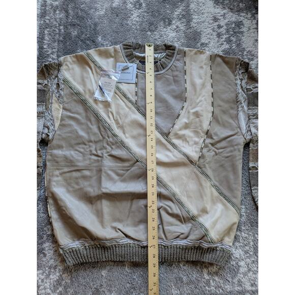 Vintage 90s Saxony Leather Sweater, Coogi Hip-Hop - Men's XL, New With Tags RARE - Picture 9 of 15